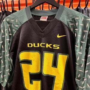 Vintage 90s Nike Oregon Ducks Football Jersey #24 Black Mesh - Size M